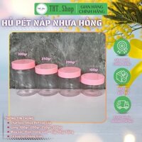 [Combo 50] Hủ Nhựa Pet nắp nhựa màu hồng - thể tích 100ml; 200ml; 250ml và 300ml - có kèm nắp lót chống tràn