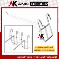 COMBO 50 Móc treo phụ kiện inox, móc treo lưới, móc treo đồ, móc lưới treo phụ kiện, cài lưới sắt, móc cài siêu thị Anki