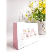 Combo 50 túi giấy kraft hồng trắng kt 19x14.5x7 cm