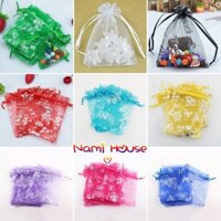 Combo 50 túi thơm vải voan mềm có dây rút ruy băng họa tiết bướm trắng bay loạn xạ - namimi house