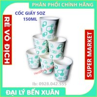 Combo 500 cốc giấy ly giấy Hàn Quốc 5OZ 150ml - Màu ngẫu nhiên