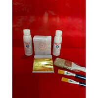 Combo 500 lá vàng dát trên thạch cao, xi măng, hoa quả kèm đủ keo, phủ, chổi