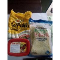 COMBO 500g BÁNH GẠO NHÂN PHÔ MAI KÈM HỘP 200g TƯƠNG ỚT GOCHUJANG KÈM 450G CHẢ CÁ HÀN QUÓC