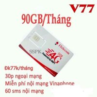 combo 50b - Sim 4G - vinaphone - Itelecom 90gb/tháng + free gọi vina  giống sim vd89 - vd149 - v90