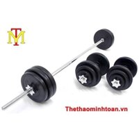 Combo 50kg tạ tay, tạ đẩy tập gym tại nhà (50kg tạ, 2 đòn tay 35, 1 đòn 1.5m)