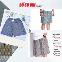 [Combo 5]🍀Quần Đùi Nam🍀Quần Đùi Mặc Nhà, Mặc Ngủ, Quần Short Nam Thun Kẻ Sọc🍀Bố Cu Bin