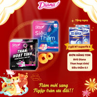 [Combo 6] Băng vệ sinh có cánh Than hoạt tính Diana Charcoal kháng khuẩn siêu thấm 8 miếng khử mùi tốt