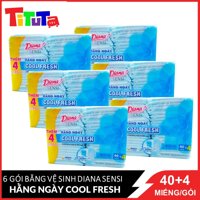 Combo 6 Băng vệ sinh Diana Sensi Hàng Ngày Cool Fresh 40  4 miếnggói