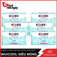 Combo 6 Băng Vệ SInh Kotex Hằng Ngày Maxcool Chiếc Suất Lavender 40 Miếng/Gói