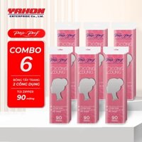 Combo 6 Bao Bông Tẩy Trang POP-PUF 2 Công Dụng Bao Zipper 90 Miếng/Bao