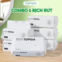 Combo 6 bịch khăn khô Top Gia dùng 1 lần làm từ vải viscose thiên nhiên mềm mại, an toàn