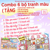 Combo 6 bộ tranh đồ chơi giấy cắt dán thủ công-diy-búp bê giấy