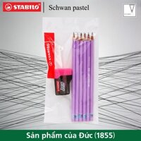 Combo 6 bút chì thân gỗ STABILO Schwan Pastel 421 2B + chuốt chì PS4538 – Màu tím pastel (Pastel Violet)