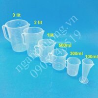 Combo 6 ca đong nhựa có vạch chia đủ size (100ml, 300ml, 500ml, 1 lit , 2 lít, 3 lít)