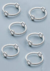 Combo 6 cái charm bạc tròn xoắn lồng hạt xỏ ngang - Ngọc Quý Gemstones