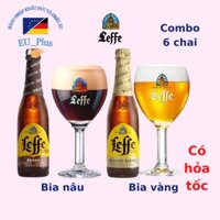 Combo 6 chai Bia Leffe nâu Brune/ Bia lefe vàng Blond 6,5% Bỉ  – 24 chai 330ml