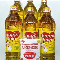 Combo 6 chai dầu happi koki 1lít tặng bột ngọt 100g