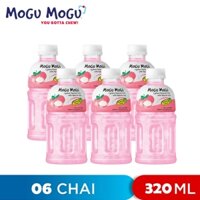 COMBO 6 CHAI NƯỚC TRÁI CÂY THẠCH DỪA HƯƠNG VẢI LYCHEE FLAVORED DRINK WITH NATA DE COCO MOGU MOGU 320ML