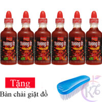 Combo 6 chai Tương ớt Siêu Cay Cholimex chai nhựa 330g cao cấp Tặng 1 bàn chải giặt đồ