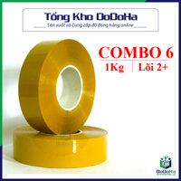 (Combo 6 Cuộn) Băng Dính 1Kg Vàng Đục Lõi Mỏng 3mm Đủ Cân Dai Dính Giá Xưởng Ship Nhanh - Băng Keo