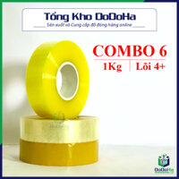 (COMBO 6 CUỘN) Băng Dính Đóng Hàng 1Kg Lõi 5mm Dai Dính, Giá Sỉ Ship Nhanh - Băng Keo Dán Thùng