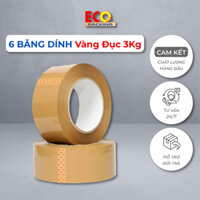 Combo 6 Cuộn Băng Dính Vàng Đục, Băng Keo Đóng Hàng Bám Dính Tốt - Tổng Kho Băng Dính