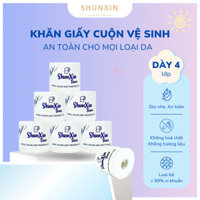 Combo 6 cuộn giấy vệ sinh Shunxin 4 lớp an toàn khăn giấy cuộn siêu rẻ siêu mịn siêu dai không mùi không hương liệu
