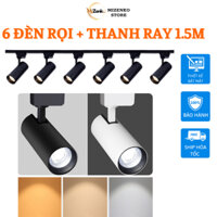 Combo 6 Đèn Rọi Ống Bơ MIZENKO RC623 Công Suất 20w/ 30w+Thanh Ray 1,5 m ,Trang Trí Shop Siêu Bền
