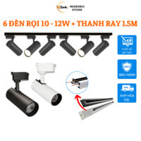Combo 6 Đèn Rọi Ray Ống Bơ MIZENKO RC612  Công Suất 10w/12w +Thanh Ray 1,5m Rọi Tranh, Bể Cá
