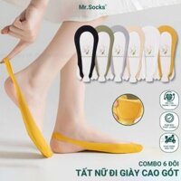 Combo 6 đôi tất đi giày cao gót Mr.Socks có đệm chống trượt cao cấp, chất liệu cotton êm mềm mịn mát - HOT-1801-CB6