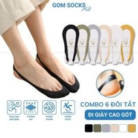 Combo 6 đôi tất tàng hình nữ đi giày cao gót GOMSOCKS có đệm silicon chống trượt, chất liệu cotton êm ái - HOT-1801-CB6