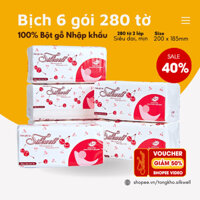 Combo 6 giấy ăn rút lụa 280 tờ Silkwell Hàng chính hãng bột giấy Indonesia nhập khẩu cao cấp
