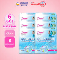 Combo 6 gói Băng vệ sinh Diana SenSi Cool Fresh siêu mỏng có cánh gói 8 miếng