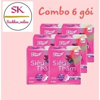 Combo 6 gói băng vệ sinh Diana siêu thấm Maxi cánh (8miếng/gói)