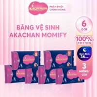[Combo 6 Gói] Băng Vệ Sinh AKACHAN MOMIFY Size 36 Nhật Bản Chính Hãng Dùng Cho Ban Đêm