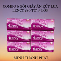 COMBO 6 GÓI GIẤY ĂN RÚT LENCY 180 TỜ, 3 LỚP CAO CẤP, MỀM MỊN, AN TOÀN