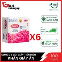 Combo 6 Gói Khăn giấy ăn Napkin Fairy Silk hồng 100 tờ 320x320