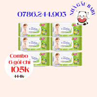 Combo 6 gói khăn giấy ướt Unifresh không mùi nha đam/Vitamin E 80 miếng/gói