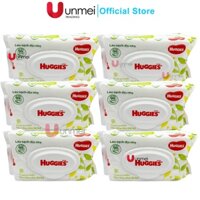Combo 6 Gói Khăn ướt an toàn cho trẻ sơ sinh Huggies không mùi, gói 80 tờ