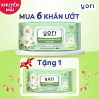 (Combo 6 gói) Khăn ướt kháng khuẩn YORI Baby Tinh chất hoa cúc (100 tờ 185x200mm)