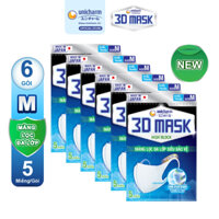 Combo 6 Gói Khẩu Trang Unicharm 3D Mask Nhật Bản High Block Ngăn Bụi Mịn và Ngăn Virus (Size M - 1 Gói 5)