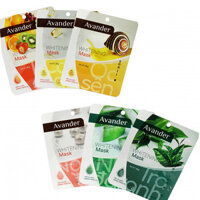 Combo 6 gói Mặt na giấy Avander 25g  Trà Xanh, Ngọc Trai, Nha đam, Trái cây, Ốc sên, collagen
