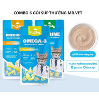 Combo 6 gói súp thưởng chức năng Mr.Vet cho mèo mọi độ tuổi bổ sung Omega3,Prebiotics,Taurine Muchu