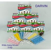 COMBO 6 HỘP KHẨU TRANG Y TẾ  CAO CẤP TRẺ EM 3 LỚP DARVIN