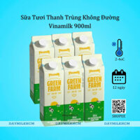 COMBO 6 HỘP SỮA TƯƠI THANH TRÙNG NGUYÊN CHẤT VINAMILK GREEN FARM KHÔNG ĐƯỜNG 900ML