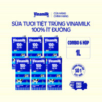 Combo 6 hộp Sữa tươi tiệt trùng Vinamilk 100% ít đường - Hộp 1L