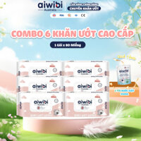 [Combo 6] Khăn Giấy Ướt Không Cồn Aiwibi Cao Cấp Không Mùi, Nhẹ Dịu, An Toàn Cho Bé 80 Miếng/Gói