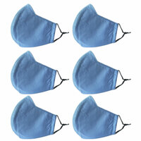 Combo 6 khẩu trang vải chất lượng tốt có dây đeo điều chỉnh - Màu xanh da trời