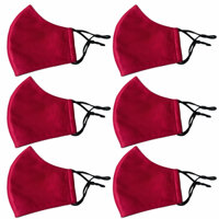 Combo 6 khẩu trang vải chất lượng tốt có dây đeo điều chỉnh - Màu đỏ