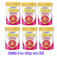 COMBO 6 lon Hộp Sữa bột Dành cho người tiểu đường Vinamilk Sure Diecerna - Hộp thiếc 400g